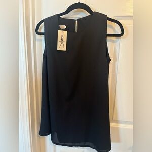 Black Sleeveless Top with Pearl Style Closure in Back